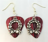 CLEARANCE Christmas Wreath Charm Guitar Pick Earrings - Pick Your Color
