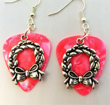 CLEARANCE Christmas Wreath Charm Guitar Pick Earrings - Pick Your Color