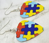 Puzzle Piece Autism Awareness Guitar Pick Earrings