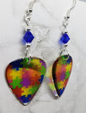 Transparent Puzzle Piece Guitar Picks with Blue Swarovski Crystals - Autism Awareness
