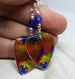 Transparent Puzzle Piece Guitar Picks with Blue Swarovski Crystals - Autism Awareness