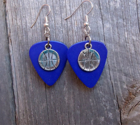 CLEARANCE Large Basketball Charm Guitar Pick Earrings - Pick Your Color