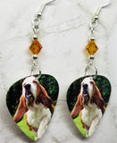 Basset Hound Guitar Pick Earrings with Topaz Swarovski Crystals