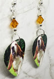 Basset Hound Guitar Pick Earrings with Topaz Swarovski Crystals