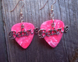 CLEARANCE Believe Text Charm Guitar Pick Earrings - Pick Your Color