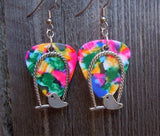 CLEARANCE Bird on a Swing Charm Guitar Pick Earrings - Pick Your Color