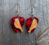CLEARANCE Orange Bird Charm Guitar Pick Earrings - Pick Your Color