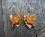 CLEARANCE Orange Bird Charm Guitar Pick Earrings - Pick Your Color
