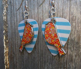 CLEARANCE Orange Bird Charm Guitar Pick Earrings - Pick Your Color