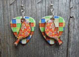CLEARANCE Orange Bird Charm Guitar Pick Earrings - Pick Your Color