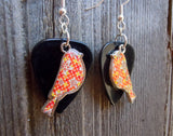 CLEARANCE Orange Bird Charm Guitar Pick Earrings - Pick Your Color