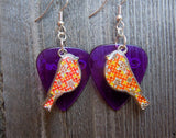 CLEARANCE Orange Bird Charm Guitar Pick Earrings - Pick Your Color