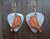 CLEARANCE Orange Bird Charm Guitar Pick Earrings - Pick Your Color