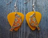 CLEARANCE Orange Bird Charm Guitar Pick Earrings - Pick Your Color