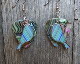 CLEARANCE Blue and Green Striped Bird Charm Guitar Pick Earrings - Pick Your Color