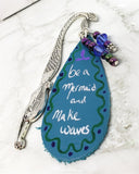 Mermaid Bookmark with Leather, Glass Beads, and Swarovski Crystal Bicones