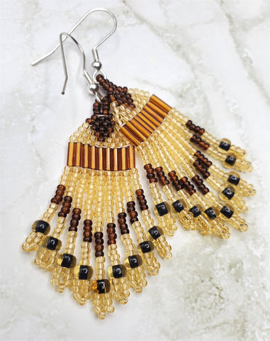 Brown, Topaz and Honey Colored Brick Stitch Earrings