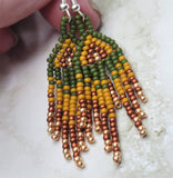 Rich Autumn Colors Petite Brick Stitch Earrings