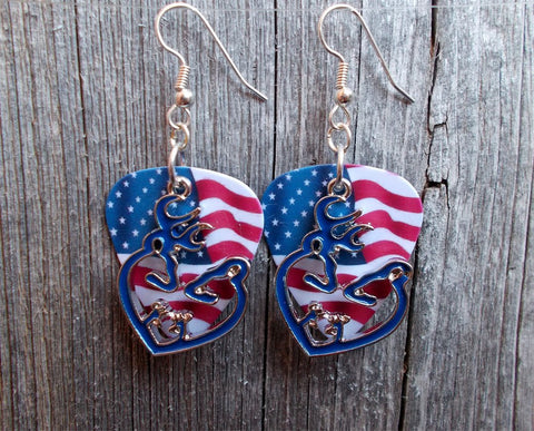 Deer and Doe Head Heart Silhouette Charms Guitar Pick Earrings - Pick Your Color