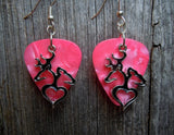Doe and Buck on a Heart Silhouette Charms Guitar Pick Earrings - Pick Your Color