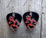 Doe and Buck on a Heart Silhouette Charms Guitar Pick Earrings - Pick Your Color
