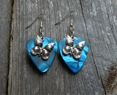 CLEARANCE Beautiful Butterfly Charm Guitar Pick Earrings - Pick Your Color