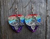 CLEARANCE Fancy Butterfly Charm Guitar Pick Earrings - Pick Your Color