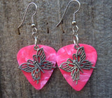Fancy Butterfly Charm Guitar Pick Earrings - Pick Your Color