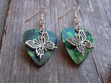 Fancy Butterfly Charm Guitar Pick Earrings - Pick Your Color