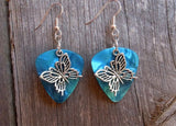 Fancy Butterfly Charm Guitar Pick Earrings - Pick Your Color