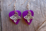 Fancy Butterfly Charm Guitar Pick Earrings - Pick Your Color
