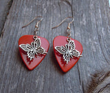 Fancy Butterfly Charm Guitar Pick Earrings - Pick Your Color
