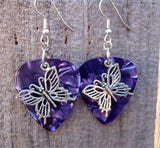Fancy Butterfly Charm Guitar Pick Earrings - Pick Your Color