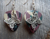 CLEARANCE Fancy Butterfly Charm Guitar Pick Earrings - Pick Your Color