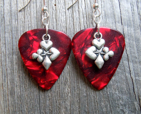 CLEARANCE Card Suit Charm Guitar Pick Earrings - Pick Your Color