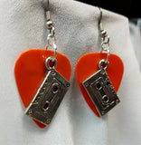 Cassette Tape Charm Guitar Pick Earrings - Pick Your Color