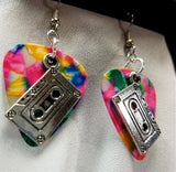 Cassette Tape Charm Guitar Pick Earrings - Pick Your Color