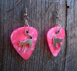 CLEARANCE Cat Arching Back Charm Guitar Pick Earrings - Pick Your Color