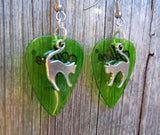 CLEARANCE Cat Arching Back Charm Guitar Pick Earrings - Pick Your Color