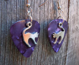 CLEARANCE Cat Arching Back Charm Guitar Pick Earrings - Pick Your Color
