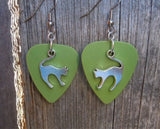CLEARANCE Cat Arching Back Charm Guitar Pick Earrings - Pick Your Color