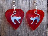 CLEARANCE Cat Arching Back Charm Guitar Pick Earrings - Pick Your Color