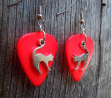 CLEARANCE Cat Arching Back Charm Guitar Pick Earrings - Pick Your Color