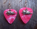 CLEARANCE Cat Lying Down Charm Guitar Pick Earrings - Pick Your Color