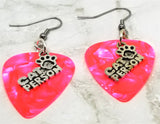 CLEARANCE Cat Person Charm Guitar Pick Earrings - Pick Your Color