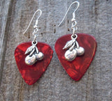 Cherry Charm Guitar Pick Earrings - Pick Your Color