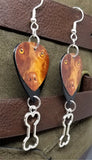 Chocolate Lab Guitar Pick Earrings with Bone Charm Dangles