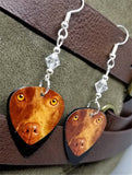 Chocolate Lab Guitar Pick Earrings with Clear Swarovski Crystals