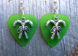 CLEARANCE Crossed Candy Cane Charm Guitar Pick Earrings - Pick Your Color