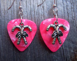 CLEARANCE Crossed Candy Cane Charm Guitar Pick Earrings - Pick Your Color